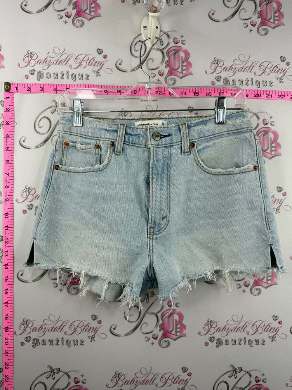 Abercrombie & Fitch Light Blue Distressed Denim Cutoff Shorts